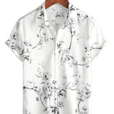 Wit Hawaï-herenoverhemd met bloemen