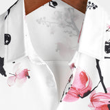 Gert herenoverhemd met korte mouwen en roze bloemenprint – wit