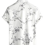 Wit Hawaï-herenoverhemd met bloemen