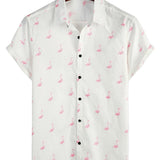 Wit herenoverhemd met flamingo's