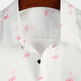 Wit herenoverhemd met flamingo's