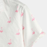 Wit herenoverhemd met flamingo's