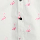Wit herenoverhemd met flamingo's