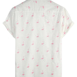 Wit herenoverhemd met flamingo's