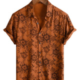 Bruin vintage herenoverhemd met bloemenprint