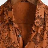 Bruin vintage herenoverhemd met bloemenprint