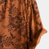 Bruin vintage zomeroverhemd voor heren met bloemen
