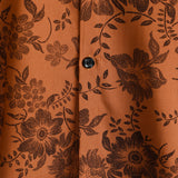 Bruin vintage herenoverhemd met bloemenprint