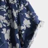 Job retro herenoverhemd met korte mouwen en bloemenprint – marineblauw