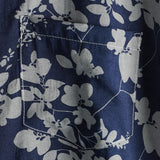 Job retro herenoverhemd met korte mouwen en bloemenprint – marineblauw