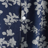 Job retro herenoverhemd met korte mouwen en bloemenprint – marineblauw