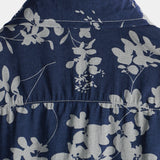 Job retro herenoverhemd met korte mouwen en bloemenprint – marineblauw