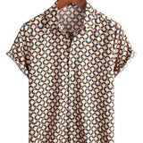 Geel retro herenoverhemd met cirkelprint