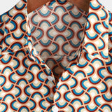 Geel retro herenoverhemd met cirkelprint