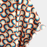 Geel retro herenoverhemd met cirkelprint