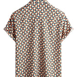 Geel retro herenoverhemd met cirkelprint