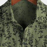 Groen vintage herenoverhemd met bloemen