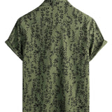 Groen vintage herenoverhemd met bloemen