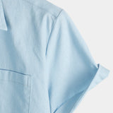 Blauw zomers vrijetijdsoverhemd voor heren