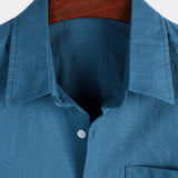Blauw vrijetijdsoverhemd voor heren met korte mouwen