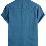 Blauw vrijetijdsoverhemd voor heren met korte mouwen
