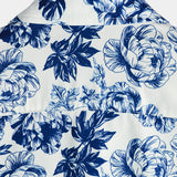 Harm herenoverhemd met doodshoofden, bloemen en korte mouwen – blauw