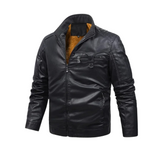 Retro leren herenjas met warme fleecevoering