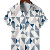 Wit herenoverhemd met geometrische driehoeken