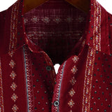 Harm retro herenoverhemd met korte mouwen en strepen – rood