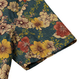 Gert retro herenoverhemd met korte mouwen en botanische print – groen