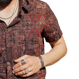 Bruin western paisley herenoverhemd