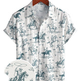 Beige herenoverhemd met paardenprint