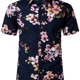 Herenoverhemd met bloemenprint in marineblauw of wit