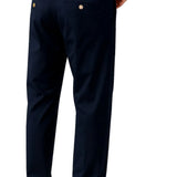 Marineblauwe katoenen stretch herenbroek
