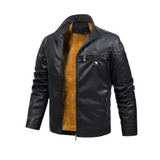 Retro leren herenjas met warme fleecevoering