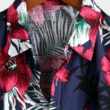 Marineblauw herenoverhemd met bloemenprint