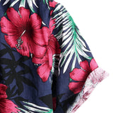 Marineblauw herenoverhemd met bloemenprint