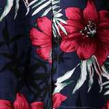Marineblauw herenoverhemd met bloemenprint