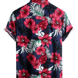 Marineblauw herenoverhemd met bloemenprint