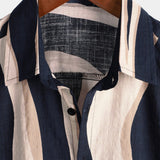 Hugo retro herenoverhemd met korte mouwen en strepen – marineblauw