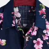 Herenoverhemd met bloemenprint in marineblauw of wit