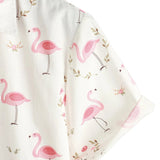 Jelle wit herenoverhemd met flamingo's en korte mouwen