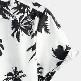 Douwe Hawaïaans herenoverhemd met korte mouwen en bloemenprint – wit