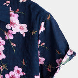 Herenoverhemd met bloemenprint in marineblauw of wit