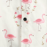 Jelle wit herenoverhemd met flamingo's en korte mouwen