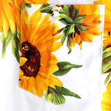 Teun herenoverhemd met korte mouwen, borstzak en zonnebloemenprint – wit