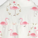 Jelle wit herenoverhemd met flamingo's en korte mouwen