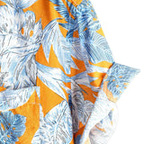 Frits herenoverhemd met korte mouwen en botanische print – oranje