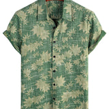Groen retro Hawaï-herenoverhemd met borstzak