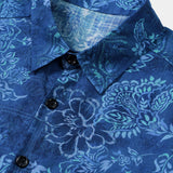 Blauw Hawaï-herenoverhemd met grote bloemen